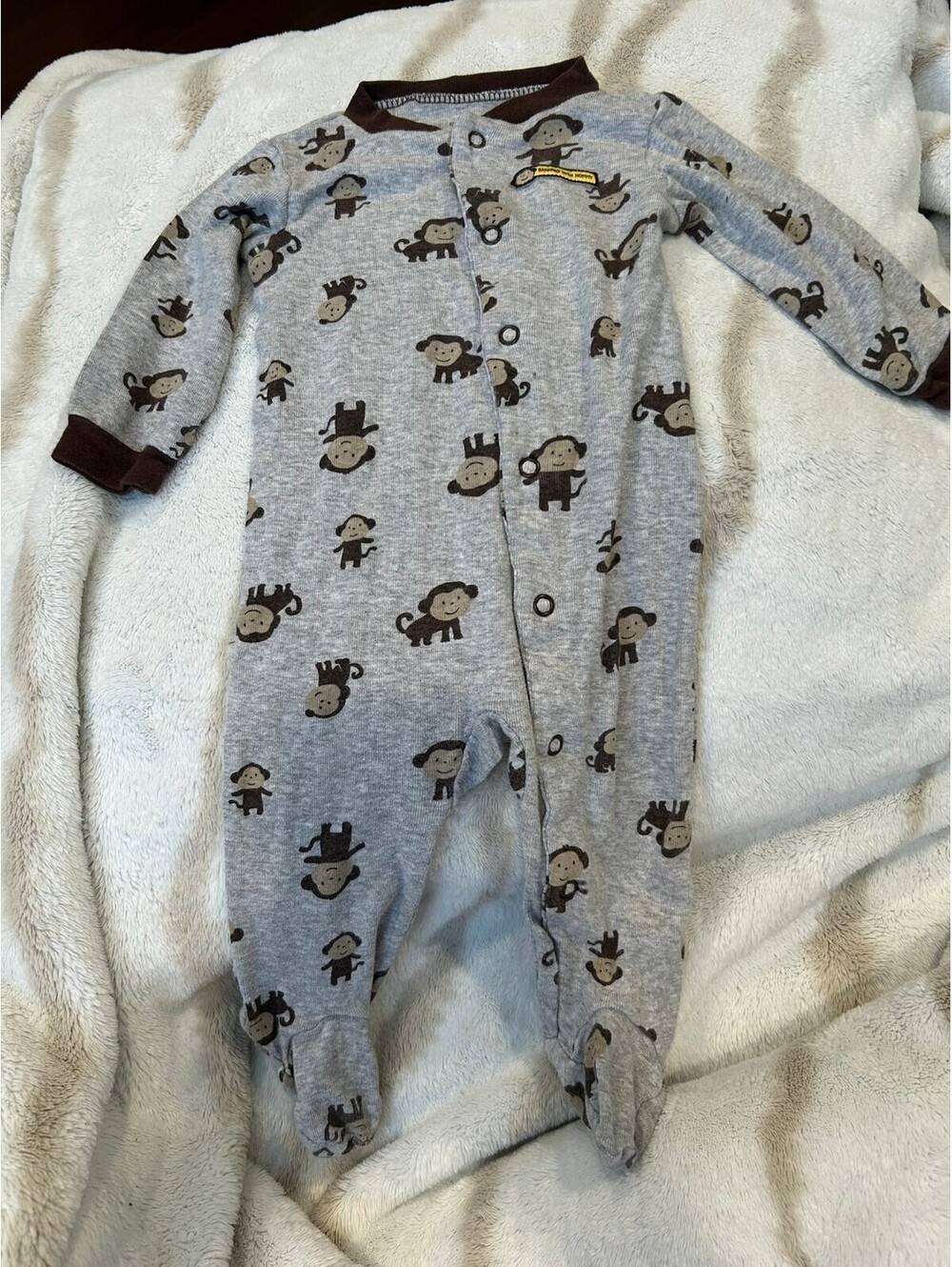 Carter's Baby Footed Pajamas Monkey Print Size 6 Months